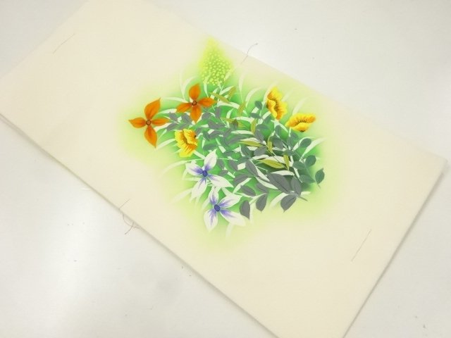 JAPANESE KIMONO / UNUSED NAGOYA OBI / SHIOZE / FLOWER 